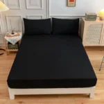 Kuup Polyester 3pcs Solid Color Queen Size Bedding Set - Fitted Sheet & Pillowcases with Elastic Band Mattress Cover - Image 8