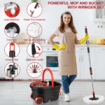 Spin Mop and Bucket Set with Wringer 360° Spinning, 4 Microfiber Mop Heads 61" Adjustable Handle Stainless Steel Floor Cleaner - Image 2