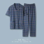 100% Cotton Button up Top and Pants Men’s Plus Size Pajamas Loungewear Casual Simple Fashion Youth Sleepwear Homewear 2PCS Set