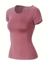 Sports T-shirt women summer breathable sexy beauty back fitness