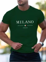 100% cotton casual sports loose plus MILANO print - Image 3