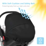 C018 Infant Car Seat Baby Car Seat with Carry Handle Adjustable Canopy 13kg Load Bearing for Newborn Babies Infants - Image 4