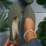 New 2024 Pointed Toe Flat Office Boat Solid Color Knitted Slip on Shoes Casual Ballet Flats Shoes Women Loafers Zapatos De Mujer - Image 8