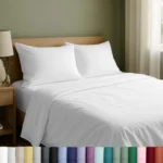 Queen Size Cotton Sheets Set with Deep Pockets, Soft Sateen Weave, Breathable and Durable Bedding in White