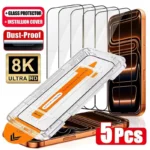 1-5Pcs Ultra HD Dust Free Screen Protector For iPhone 17 16 15 13 11 12 14 Pro Max 16e 7 8 Plus SE 17 Air Glass Easy Install Box