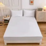 Kuup Polyester 3pcs Solid Color Queen Size Bedding Set - Fitted Sheet & Pillowcases with Elastic Band Mattress Cover - Image 16