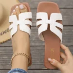 2025 Summer New Women's Solid Color Slippers Lightweight Square Open toed Casual Slippers Women's Flat Sandals - Image 9