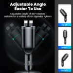 Elough 5 IN 1 Car Charger Retractable USB