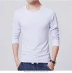 Men’s T-Shirts Long Sleeve Slim Men T-Shirt Young Man Pure Color Tops Tees Shirt O-Neck For Male Boys Tshirt