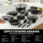 20-Piece Non-Stick Cookware Set with Pans, Bakeware & Utensils, Oven/Dishwasher Safe, PFOA/PFOS Free - Image 2
