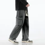 Men Cargo Jeans Baggy American High Street Y2K Multi-pocket