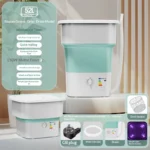 52L Foldable Portable Washing Machine Large Capacity Spin Dryer Antibacterial Home Dorm RV Shoe Washer Portable Washer Green