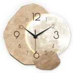Modern Simple Silent Wall Clock, Moon Design – Quartz Movement, Wooden Material, for Bedroom, Living Room or Office Decoration