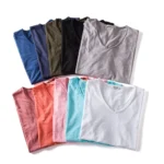 T Shirt Men Casual Solid Color Slim Fit V-neck - Image 5