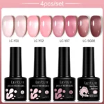 LILYCUTE 4/5Pcs/Set 7ML Nude Pink Gel Nail Polish and Translucent Jelly Nail Art Gel Semi Permanent Soak Off Design Manicure Set - Image 12