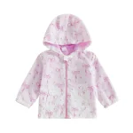 Cute Baby Girls Floral Print Hooded Jacket with Bow Detail and Zipper Closure - Stylish Outerwear for Fall and Winter - Image 5