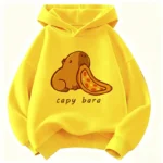 Cartoon Capybara Eating Food Print Trendy Hoodie Children's Sweatshirt Cute Hoody for Boys Girls Autumn Spring Casual Hoodies - Image 8
