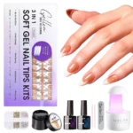 GELLEN Gel Nail Tips Kit 240Pcs Pre Shaped Short Square Soft Tips 15g Solid Gel Glue UV LED Lamp DIY Manicure Set Long Lasting