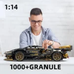 2024 Black V12 Block Roadster RC Tech Racer 1:14DIY Roadster building block assembly Block car toy birthday gift （1000+granule）