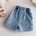 2026 Kids Boys Denim Cargo Shorts 2-8Y Casual Summer Jeans Bottoms Waist Elastic Waistband Children Clothes Outerdoor Boys