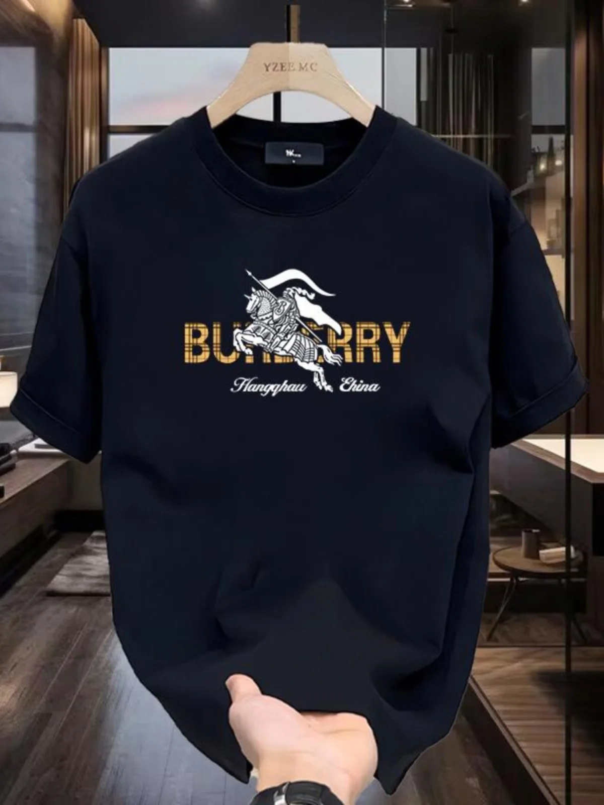 S0f69d6e59ca34b588efae26398b4a153q.webp 100% pure cotton men's luxurious brand letter print T-shirt, short-sleeved T-shirt, high-quality men's clothing, streetwear - Image 1