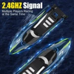 2.4GHz full-scale remote control boat with LED lights, with a battery life of 30 minutes – suitable for swimming pools and lakes