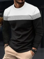 New Men’s Casual Round Neck T-shirt Breathable, Comfortable, and Fashionable Long Sleeved T-shirt trend versatile casual tops