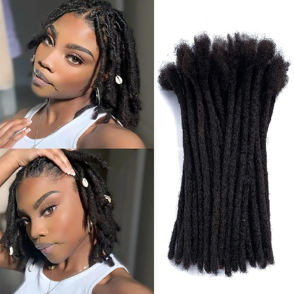 S0fc186c686694556b7b53d00f8eec1ebX.webp Loc Extensions Human Hair 0.8 cm Width 10 Inch 30 Strands Dreadlock Extensions Real Human Hair 100% Handmade Permanent Natural - Image 1