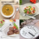 KOOMADE 48PCS Flatware Set Steak Knives Kitchen Utensils and Cutlery of High Quality Construction with Practical Metal  Handles - Image 4