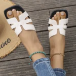 2025 Summer New Women's Solid Color Slippers Lightweight Square Open toed Casual Slippers Women's Flat Sandals - Image 10