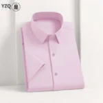 Men's Business Casual Solid Color Short Sleeve Shirt Summer Fashion No Ironing Comfortable Versatile Top for Men - Image 3