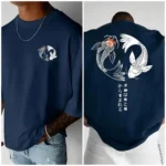 Japanese Koi Harajuku Illustration Pattern T-Shirt Men - Image 12