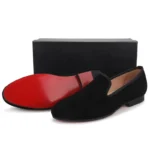 New In Red Bottom Shoes for Men Loafers Flock Solid Slip-On Party Men Dress Shoes Size 38-48 Free Shipping Men Shoes - Image 4