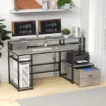 Home Office Desks with Drawers, 66'' Computer Desk with Storage, Office Desk with Monitor Stand, Work Desk with, Customized - Image 2
