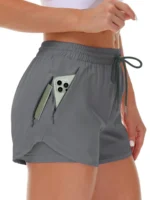 Women's athletic shorts, running, yoga, two-piece design, anti-exposure shorts, fitness, elastic, slimming leggings - Image 8
