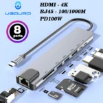RJ45 100M/1000Mbps Ethernet to USB C Adapter Docking Station USB Type C to HDMI HUB 4K 30HZ Headphone PD 100W USB3 Extencion