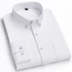 New 100% Cotton Oxford Men’s Shirts Long Sleeves Plaid Soft Regular Fit Formal Dress Shirt Pocket Social Blouse Male Clothes