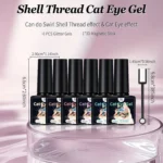 Cat Eye Gel Nail Polish 6 Colors Red Green Silvery Purple Blue Glitter Cat Eye Gel Polish Holographic 9D Semi-transparent