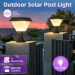 Outdoor Garden Decor Solar Pillar Lamp Remote Control Sunlight Wall Lamp for Street Gate Pathway Lighting Landscape Solar Lights