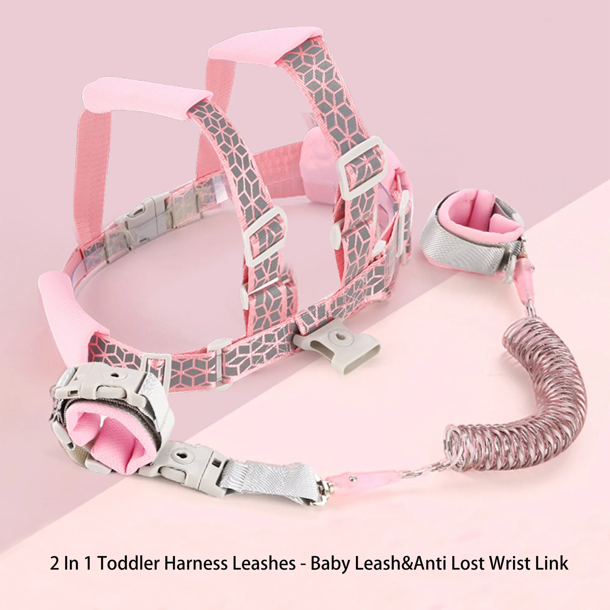 S15118b949e6f4a489d05f0e38a40f8ee6.webp 2 In 1 Toddler Harness Leashes,Reflective Harnesses with Anti Lost Wrist Link for 1-8 Years Children Walking Safety Harness. - Image 1