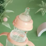 Large caliber baby bottle, 300ml/10.5oz, durable PPSU, straw and balancer – wide mouth design, suitable for easy learning