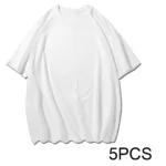 1/2/3/5PCS Men T Shirt Cotton Short Sleeved Black White Blank  T Shirt Clothes - Image 7