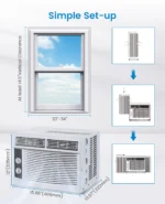 5000 BTU Window Air Conditioner Quiet AC Unit With Remote 2-Way Airflow Cools 150 Sq.Ft Room For Bedroom Apartment Dorm Office - Image 6