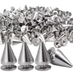 200/10PCS Double Caps Silver Rivets Cone Studs Punk Round Cone Spikes for Shoes Bags Clothing Garment Nail Rivet DIY Sewing Tool - Image 4