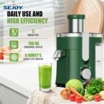 Sejoy Compact Fruits Juicer,500W Juice Extractor Machine Wide Mouth 3” Feed Chute for Fruit Vegetable Centrifugal Extractor