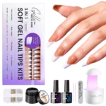 GELLEN Gel Nail Tips Kit 240Pcs Pre Shaped Short Square Soft Tips 15g Solid Gel Glue UV LED Lamp DIY Manicure Set Long Lasting