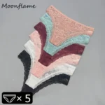 Moonflame 5Pcs Lace Thongs Woman Underwear Lingerie For Women T-back Ladies Transparent G-string Girls Panties