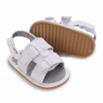 Summer Rubber Base Anti Slip Baby Sandales Shoes Toddler Girl Boy Canvas Sandals Non-Slip First Walker Crib Shoes For 0-18