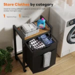 JHK 20IN Cabinets with Movable Wheels Metal Frame and 69L Pull-Out Removable Sorter Bags Clothes Basket Organizer for Furniture - Image 4
