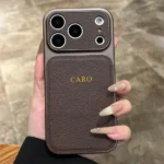 Personalise Gold Silver Initials Letter Leather Case For Iphone 15 14 13 17 pro max 14 16 Plus 17air Luxury Lens Protextion Case - Image 5